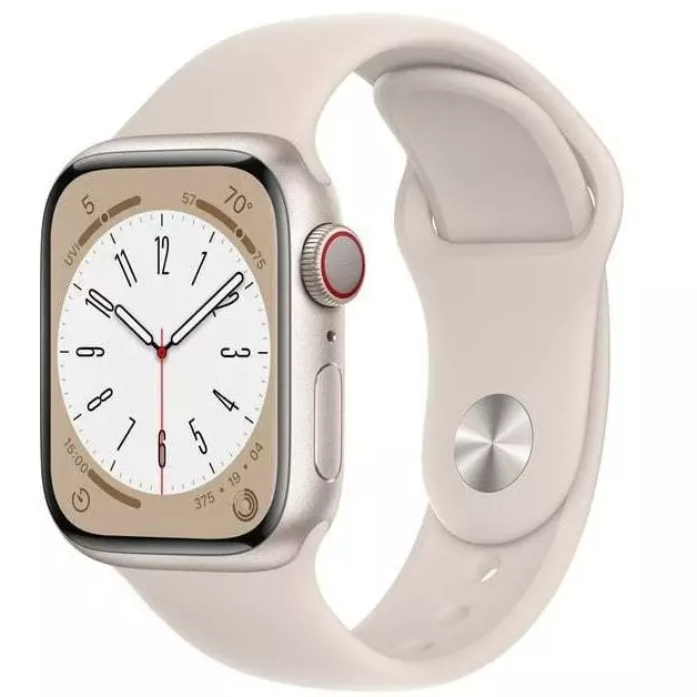 Apple Watch Series 8 41mm (GPS+LTE) Starlight Aluminum Case with Starlight Sport Band - S/M (MNUX3) Apple Watch Series 8 41mm (GPS+LTE) Starlight Aluminum Case with Starlight Sport Band - S/M (MNUX3)