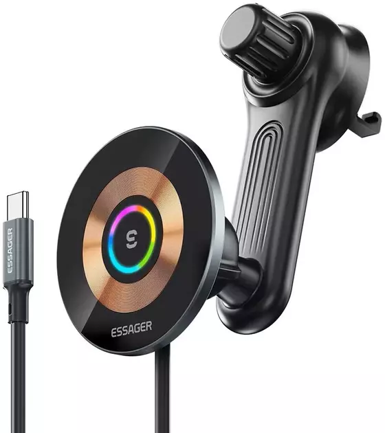 Автомобільний тримач для смартфона Essager Arpege 15W Magnetic Wirless Car Charger with Phone Holder Function (Rotate Version) Black (EZJCX-GY01B-Z) Автомобільний тримач для смартфона Essager Arpege 15W Magnetic Wirless Car Charger with Phone Holder Function (Rotate Version) Black (EZJCX-GY01B-Z)