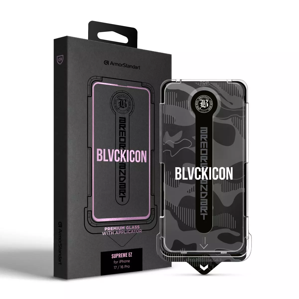 Захисне скло з аплікатором ArmorStandart Black Icon Supreme EZ для iPhone 17 / 16 Pro (ARM86410)
