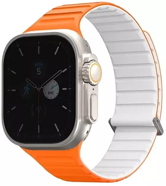 Ремінець Uniq Revix Evo для Apple Watch 42/44/45/49mm Series 1-9/SE-SE2/Ultra-Ultra2 Reversible Magnetic Amber Orange-White (8886463688243)