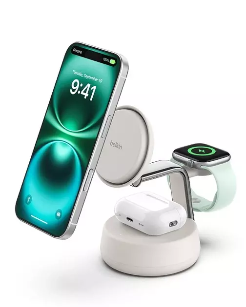 Беспроводное зарядное устройство Belkin UltraCharge Pro 3-in-1 Magnetic 25W Sand (WIZ040kqSD) Беспроводное зарядное устройство Belkin UltraCharge Pro 3-in-1 Magnetic 25W Sand (WIZ040kqSD)
