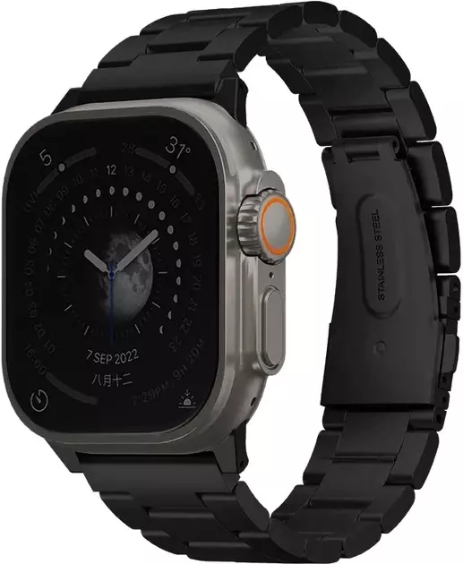 Ремінець Uniq Osta Stainless Steel для Apple Watch 42/44/45/49mm Series 1/2/3/4/5/6/7/8/9/10/SE/SE2/Ultra/Ultra 2 Midnight Black (8886463684634)