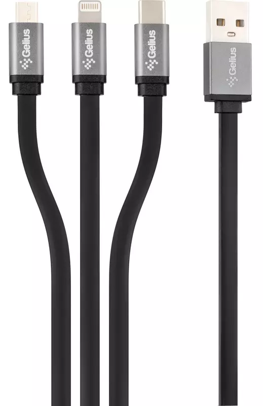Кабель Gelius Pro Squid GP-UC102 3in1 (MicroUSB/Lightning/Type-C) (2.1A) Black Кабель Gelius Pro Squid GP-UC102 3in1 (MicroUSB/Lightning/Type-C) (2.1A) Black