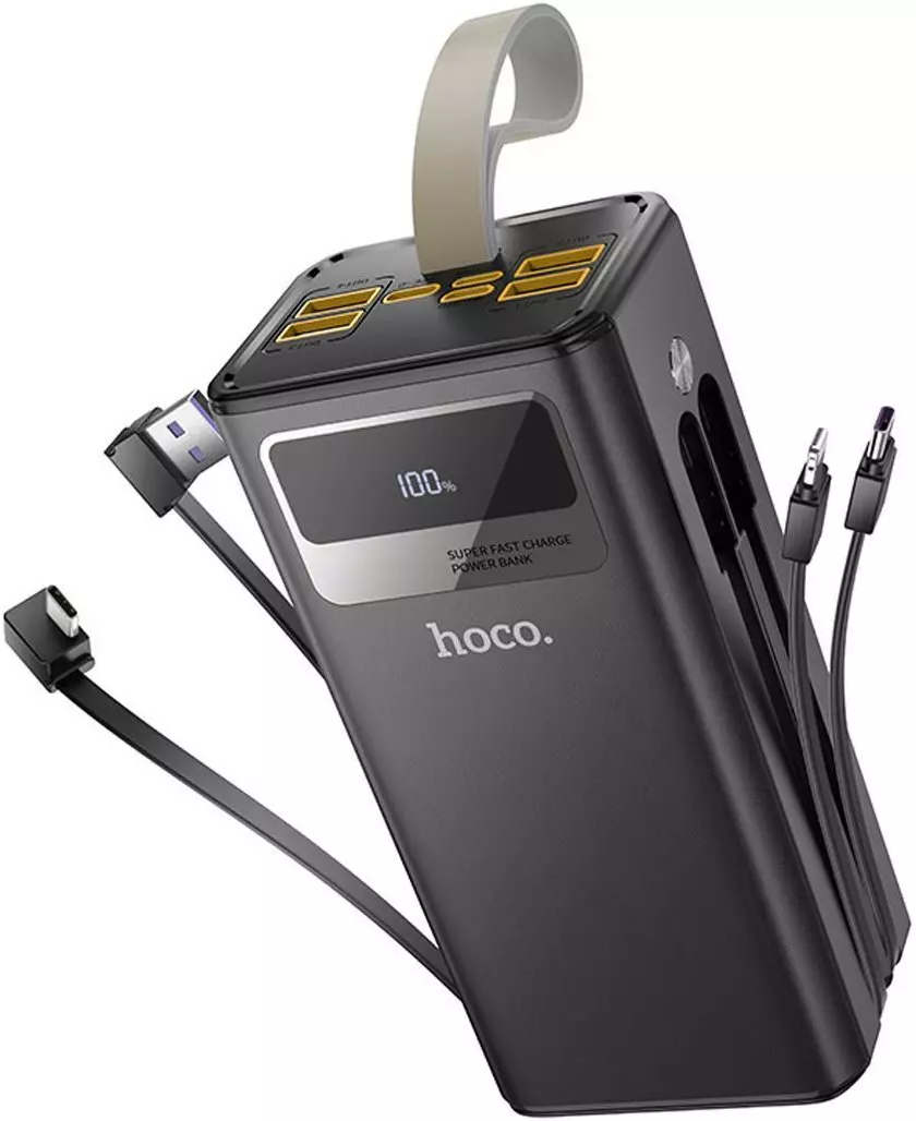 Повербанк Hoco DB58A Plentiful 22.5W + встроенные кабели + LED (40000 mAh) Black (715356)