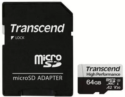 Карта памяти Transcend 64 GB microSDXC UHS-I 350V High Endurance + SD Adapter (TS64GUSD350V)