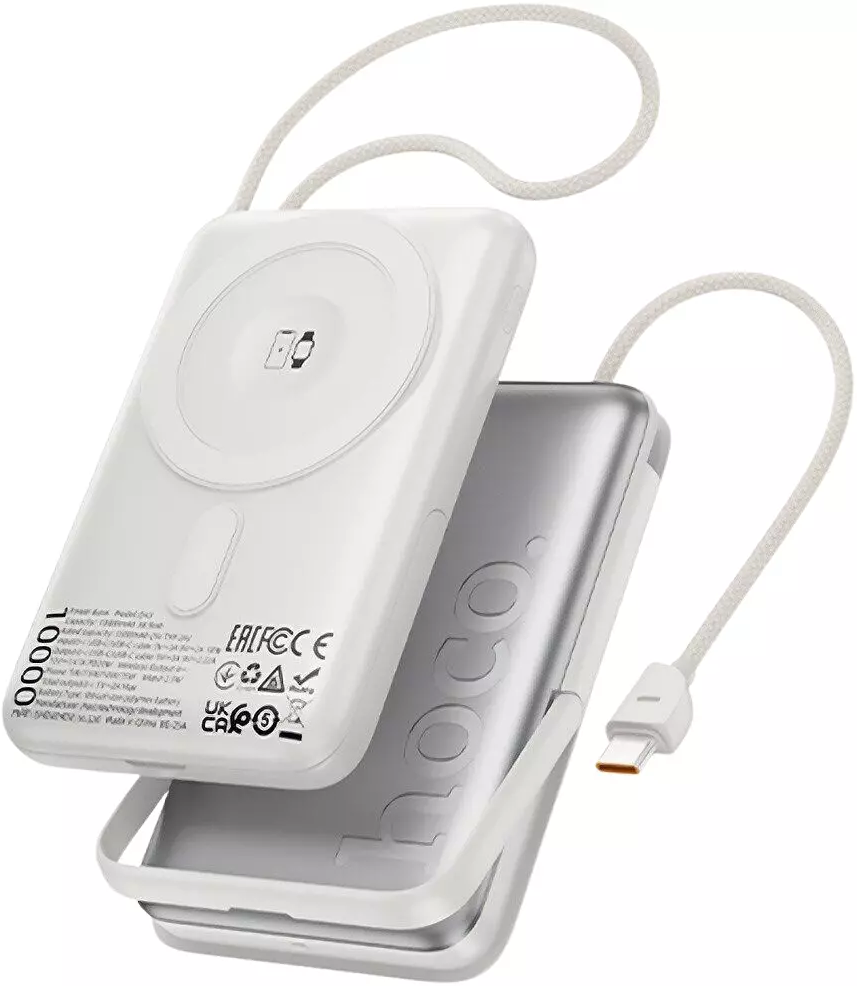 Повербанк Hoco Q43 Clever Dual PD20W Magnetic з кабелем Type-C, зарядкою для Apple Watch та підставкою (10000 mAh) Silver (715649)