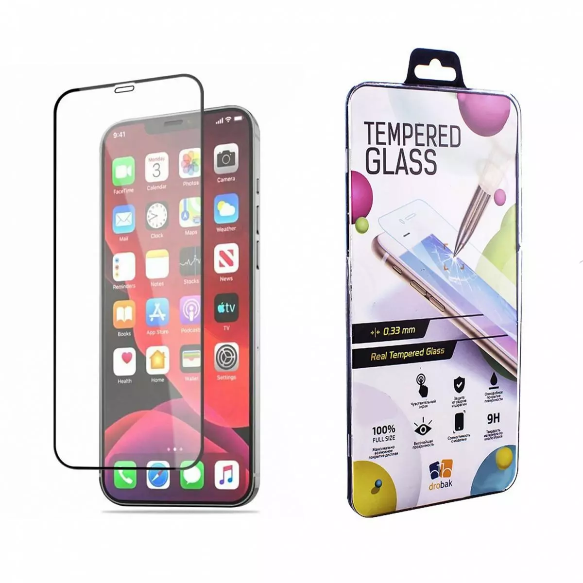 Захисне скло Drobak для Apple iPhone 13 (Black) (606029)