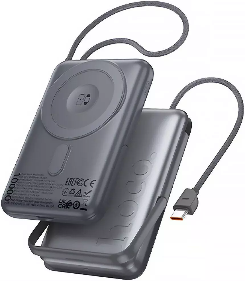 Повербанк Hoco Q43 Clever Dual PD20W Magnetic з кабелем Type-C, зарядкою для Apple Watch та підставкою (10000 mAh) Metal Gray (715648)