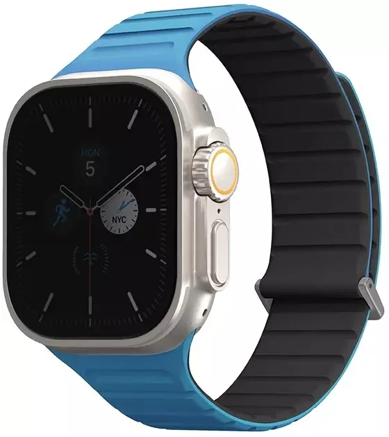 Ремінець Uniq Revix Reversible Magnetic для Apple Watch Series 1/2/3/4/5/6/7/8/9/SE/SE2/Ultra/Ultra 2 42/44/45/49mm Pacific Blue-Black (8886463688236)