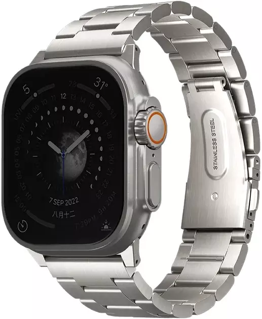 Ремінець Uniq Osta Stainless Steel для Apple Watch 42/44/45/49mm Series 1/2/3/4/5/6/7/8/9/10/SE/SE2/Ultra/Ultra 2 Titanium Silver (8886463684641)