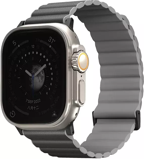 Ремінець Uniq Revix Premium Magnetic Leather для Apple Watch Series 1-9/SE/SE2/Ultra/Ultra 2 42/44/45/49mm Charcoal-Grey (8886463684283)