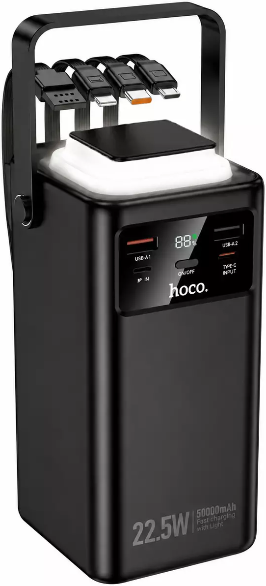 Повербанк Hoco EJ65A High 22.5W + PD20W с 4 встроенными кабелями (50000 mAh) Black (715939) Повербанк Hoco EJ65A High 22.5W + PD20W с 4 встроенными кабелями (50000 mAh) Black (715939)