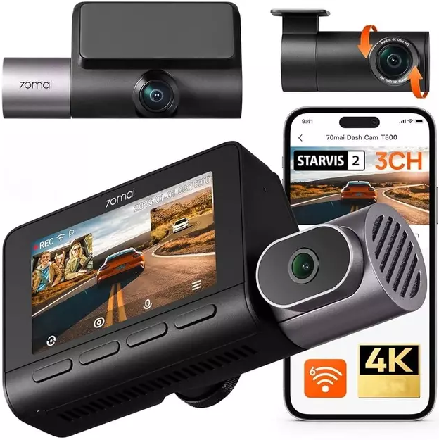 Видеорегистратор Xiaomi 70mai Dash Cam 4K T800 4G Module UP04+RC24 камера