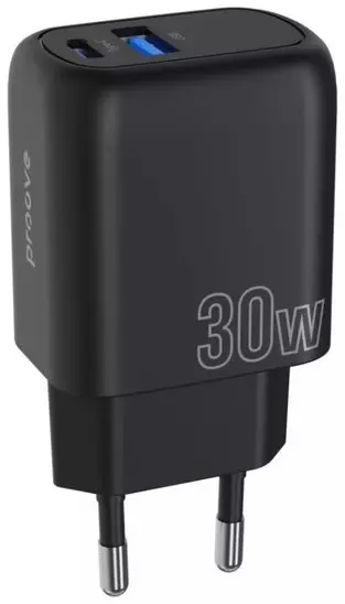 Сетевое зарядное устройство Proove Silicone Power Plus 30W PD+USB Black