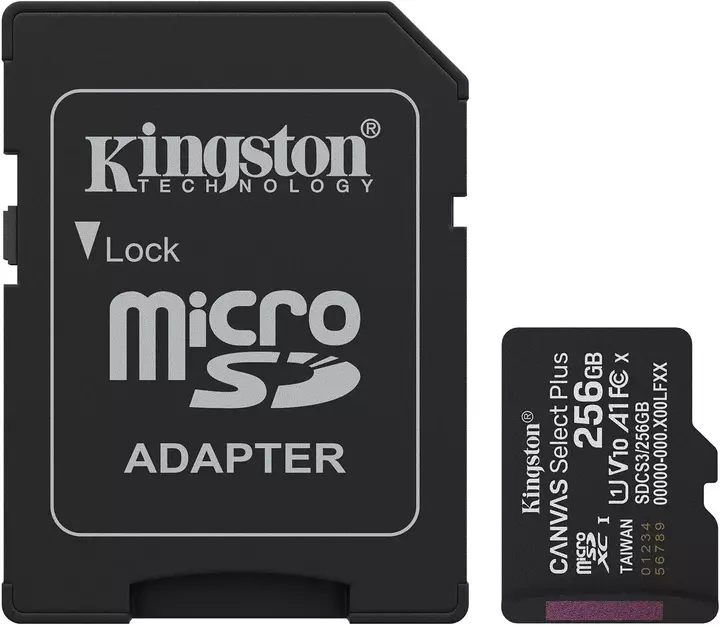 Карта памяти Kingston 256 GB microSDXC Canvas Select Plus Gen3 + SD-adapter (SDCS3/256GB) Карта памяти Kingston 256 GB microSDXC Canvas Select Plus Gen3 + SD-adapter (SDCS3/256GB)