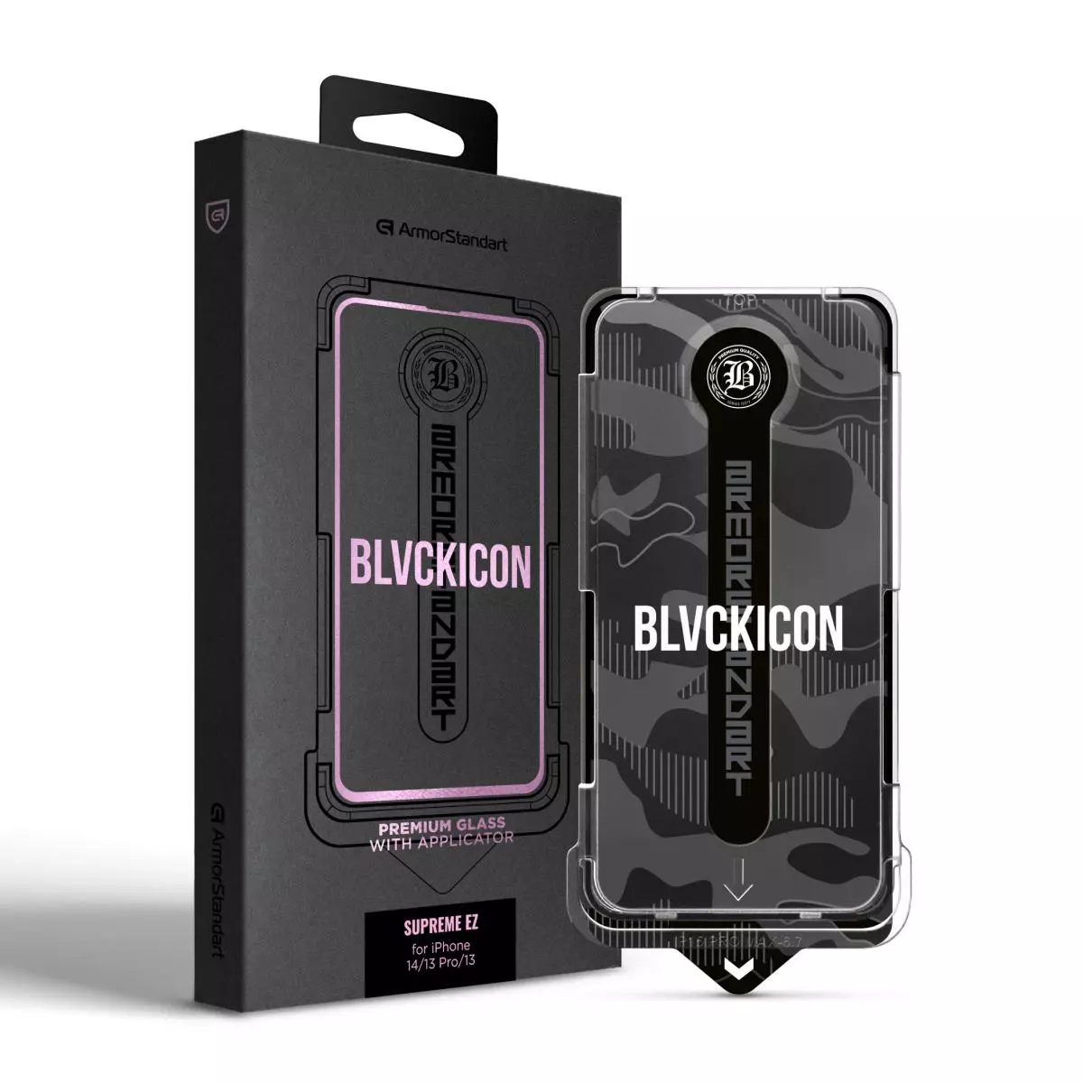 Захисне скло з аплікатором ArmorStandart Black Icon Supreme EZ для iPhone 14/13 Pro/13 (ARM79257)